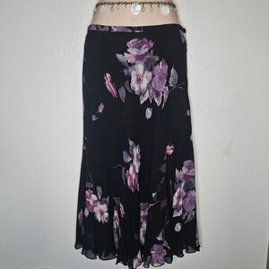 Karen Kane Lifestyle Floral Midi Ruffle Skirt
